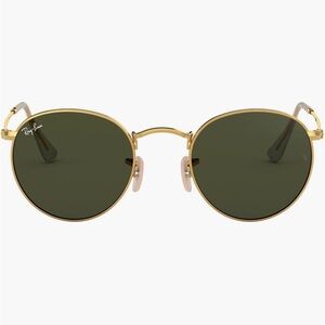 Ray-Ban Icons 50mm Round Metal Glasses in Gold/Green